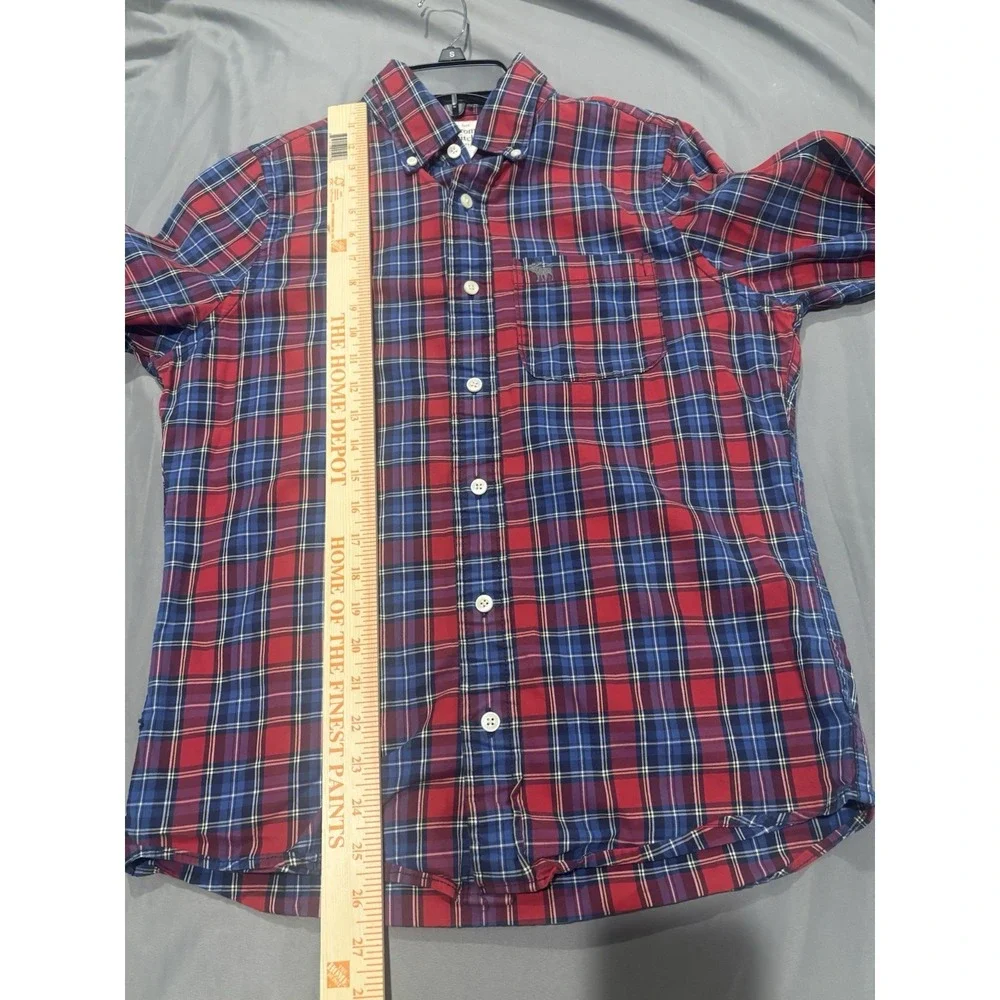Abercrombie & Fitch Shirt Mens Medium Red Plaid Muscle Button Down Long‎ Sleeve